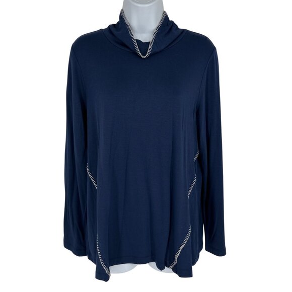 J. Jill Pure Jill Tranquility Fleece Whipstitched Long Sleeve Mock Neck Top Sz S - Picture 1 of 9